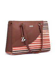 ZOUK Office Essential Bag | Jute | Vegan Leather Handcrafted Tote Bag With Double Handle Shoulder Strap | Bristel