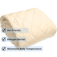 Trance Home Linen 100% Cotton Quilted Mattress Protector Single Siz Bed| Quilted Bed Cover |Water Resistant | Breathable 100% Cotton Pad with Elastic Straps on Corners (75x36 inch, Beige)