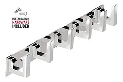 Goldfinch Stainless Steel Classy 6 Pin Cloth Hanger Door Wall Hooks Rail Set for Hanging Clothes, Towel (Pack of 2)