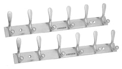 JAGGER JAG334 Wall Mounted Stainless Steel Wall Hooks for Hanging Cloth/Towel Hangers/Door Hangers/Hook Rail/Bthroom Hanger [ Combo Pack of 2 ] (Black, 6 PIN Hook)