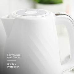 Tower Electric Kettle 1.7L Metal Body Auto Shut-Off 360° Base Blue | 1.7L capacity, 1350W rapid boil, full metal body, auto shut-off and boil-dry protection, 360-degree swivel power base