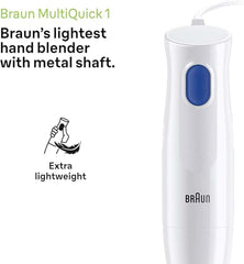 Braun MultiQuick 1, Powerful 450W Hand Blender, Made in Europe, EasyTwist Technology, Lightweight, Stainless Steel German Design, Dishwasher Safe, Make Baby Food, Chutney, Smoothie, Soup, MQ10.000P