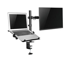 Jin Office Dual Monitor Stand Arm With Laptop Tray |Supports 13-32 inch Screen,3 year Warranty |9 kg Weight Cap. per Arm| Height Adjustable Monitor and Laptop Mount Arm| Tilt, Rotation, Swivel Feature
