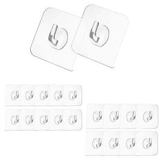 BRAND VILLA Transparent Self Adhesive Wall Hooks, Heavy Duty No Drill Nail Free Sticky Hooks for Kitchen, Bathroom, Keys, Towels & Home Organization (Pack of 10)