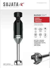 Sujata Blendcraft Hand Blender with Stainless Steel Blade, 180 Watts, 2-Speed Control, Black