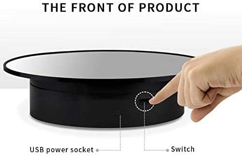 SYGA USB Electric Turntable Electric Rotating Display Stand 360-Degree Rotating 2-4kg Weight Capacity Jewelry Display Stand (Black & Black)