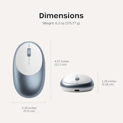 SATECHI M1 Wireless Bluetooth Mouse, USB-C Rechargeable, Compact, Silver