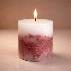 Goyoham | Berry Blush Botanical Candle, 70 Hour Burn Time | Large - 4 x 4 Inch, 750g, Unscented | Handcrafted with Natural Botanicals, Lead-Free Wick |