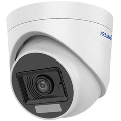 PRAMA PT-HTD70FOE-LPFS 2MP Ranginview Audio Fixed Turret Dome Camera, Built-in Microphone,1920 × 1080 Resolution, up to 20 Meters of IR Distance and 20 Meters of White Light Distance.