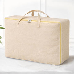 SITTELLA 2 Pack Large Foldable Storage Bags 58 L | Fabric Storage Organizer Box with Zip | Blanket, Quilt & Household Item Storage | Space Saving Storage Container | Beige