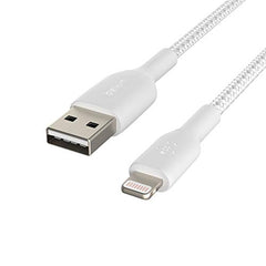 Belkin Apple Certified Lightning to USB A and Sync Tough Braided Cable for iPhone, iPad, Air Pods, 3.3 feet (1 meters) – White