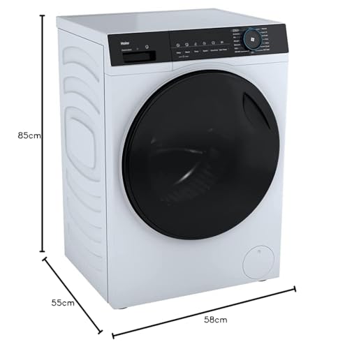 Haier 8 kg 5 Star Powered by AI-DBT with PuriSteam, 525mm Super Drum Fully Automatic Front Load Washing Machine (HW80-IM12929C, Inverter Motor with In-Built Heater, White)