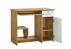 DeckUp Plank Giona Engineered Wood Study Table and Office Desk (Walnut and White, Matte Finish)