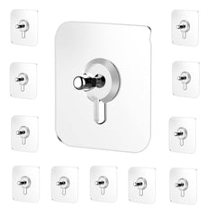 AMIQUS 10 Pcs Hevy Duty Self Adhesive Hook for Hanging Kitchen Item and Other Stainless Steel, Gold Waterproof, Strong Towels, Keys, Utensils,Robes Double-Sided Transparent (Double Claw V Shape)