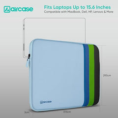 AirCase Protective Laptop Bag Sleeve fits Upto 15.6" Laptop/MacBook, Wrinkle Free, Padded, Waterproof Light Neoprene case Cover Pouch, for Men & Women, Blue- 6 Months Warranty