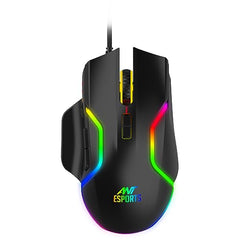 Ant Esports GM320 RGB Wired Gaming Mouse, 12800 DPI Optical Sensor, 8 Programmable Buttons with Rapid Fire, Ergonomic Design, RGB Lighting, Braided Cable, USB Gaming Mouse for PC, Laptop (Black)