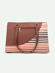 ZOUK Office Essential Bag | Jute | Vegan Leather Handcrafted Tote Bag With Double Handle Shoulder Strap | Bristel
