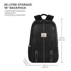 Gear Classic Anti Theft Faux Leather 14 cms Black Laptop Backpack (LBPCLSLTH0101)
