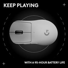 Logitech G PRO X Superlight 2 DEX Lightspeed Wireless Gaming Mouse, 60g Pro-Grade Lightweight Mouse with 5 Programmable Buttons, 44k DPI Sensor, USB-C Charging, for PC/Mac - White