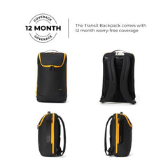 MOKOBARA Transit Backpack | Fits Laptop Up To 16 Inch, 30L Capacity, Water-Resistant Polyester, Vegan Leather Trims | Money Moves, Black