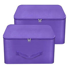 Storite 2 Pack Nylon Wardrobe Bag Underbed Cloth Storage Organizer | Moisture Proof Storage Bag, Storage box for Clothes Saree Bags, Zippered Closure & Handle - Magenta,37x34x23 cm
