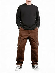 Lymio Men Mid Rise Regular Fit Cotton Cargo Pants (Cargo-46-Grey-S)
