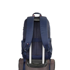 Tommy Hilfiger Laptop Backpack Elbert - Navy | Backpack for School, College and work | Water-Resistant, Fits 15-inch Laptop, with Rain Cover, Trolley Holder & 1-Year Warranty | 31L Capacity
