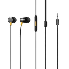 Buds 3 for Realme Wired in Ear Earphones with Mic, 9mm Bass Boost Driver, Tangle-Free Braided Cable, 3.5mm Audio Jack and One-Button Remote (Black)