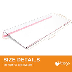 Beego Ergonomic Computer Keyboard Stand Holder Clear Acrylic Keyboard Riser Tilted Keyboard Holder Keyboard Tray with Lightpink Non-Slip Strip for Easy Typing at Home School Office Desk Accessories