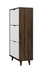 DeckUp Haven 3-Door Shoe Rack (Walnut & White, Matte Finish)
