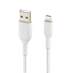 Belkin Apple Certified Lightning to USB A and Sync Tough Braided Cable for iPhone, iPad, Air Pods, 3.3 feet (1 meters) – White