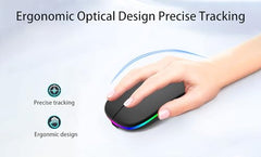 AIKOKOK Wireless Bluetooth Mouse, Rechargeable Dual Mode Mouse, Black