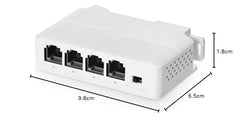 COOLCOLD 4 Port PoE Extender With 1 In 3 Out, Repeater Support IEEE802.3af/at, 100Mbps Ethernet Powered Passthrough Switch, Extend 100m(328ft), Wall and Din-Rail Mount (White)