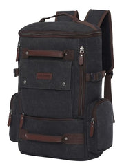FUR JADEN Eco Friendly Travel 4 Compartment Laptop Backpack Made of Water Resistant Sustainable Canvas and Vegan Leather for Unisex for Travel Hiking Work (Coffee)