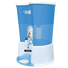 Pureplus Gravity Water Filter | 20 Liter Top Water Purifier | Chemical Free, Electricity Free | Water Filter for Home, Kitchen & Camping (White & Blue)