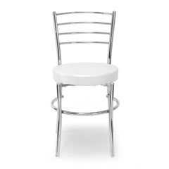 RATISON Office Visitor Study Chair Home Restaurant Steel Multipurpose with a Leather Cushion Steel Chrome Chair with Ring (Green, 6)