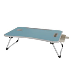 Amazon Basics Engineered Wood Foldable Laptop Table with Cup Holder, Tablet Groove and Mini Drawer (60L x 40W x 26H cm, Black)