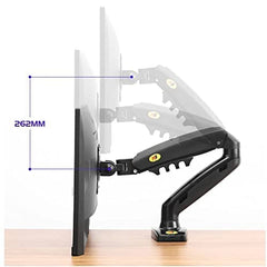 Gas Spring Monitor Arm Mount, Height Adjustable up to 26 cm, VESA 75x75/100x100 Compatible, 9 kg Weight Capacity, 360° Rotation F80 (Black)