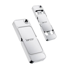 Lexar D70E 2TB Dual Drive External SSD, Up to 2000MB/s Read and 1800MB/s Write, Durable Metal Housing Design, Cable-Free Portable SSD for USB Type-C/Type-A Devices, Compatible with iPhone 17