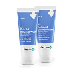 The Derma Co 1% Kojic Acid Face Wash | With Niacinamide & Alpha Arbutin | Reduces Dark Spots, Pigmentation & Blemishes | Cleanses & Brightens Skin | Non-Drying Formula | For All Skin Types | 100 ml