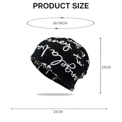 MOMISY Women Unisex Winter Beanie Hat & Neck Warmer | Knitted Multifunctional Scarf Cap with Letter Print | Warm Pullover Hat (in, Alpha, Free Size, BlackLetter)
