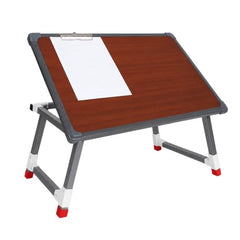 Foldable Adjustable Laptop Study Table | Portable Multipurpose Desk with Clipboard | Engineered Wood Top & Metal Frame | Suitable for Study, Reading, Writing & Laptop Use, White