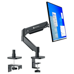 Portronics Aerolift Solo Gas Spring Monitor Arm, Desk Mount for 13–32 Inch Screens, VESA 75x75 & 100x100 mm, Full Motion Tilt/Swivel/Rotation, C-Clamp & Grommet Installation, Aluminium Build