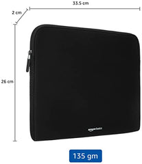 Amazon Basics laptops Sleeve Case Cover Pouch for 13"/33 cm for Men and Women | Slim Profile Neoprene, Soft Puffy Fabric Lining, 360 Protection, Smooth and Premium Zipper (Black)