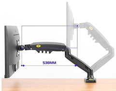 Gas Spring Monitor Arm Mount, Height Adjustable up to 26 cm, VESA 75x75/100x100 Compatible, 9 kg Weight Capacity, 360° Rotation F80 (Black)