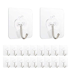 Shivstor 15 Pack Self Adhesive WallHook Heavy DutyHook for Hanging Without Drilling Transparent Nail Free StickyHook Strong Wall Hanger Set of 15 FlowerHook for Kitchen Bathroom Home Storage