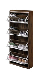 DeckUp Jade Engineered Wood 4-Door Shoe Rack (Walnut & White, Matte Finish)