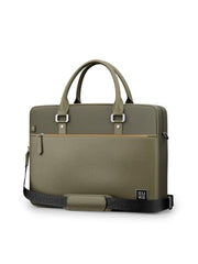 EUME Commute Laptop Bags for Men & Women Office Use| Gift | with Padded Compartment | Vegan Leather & Nylon Fabric | Fits Up to 15.6" Laptop & MacBook, 11L, Black & Forest Green