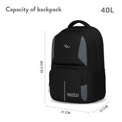 Lunar's Luxur 40L Laptop Backpack with 1 Year Warranty | Foam Padded Water Resistant School bag | Laptop Bag 15.6 Inch | Travel College bag for boys | Office bag for man (black_grey_orange)
