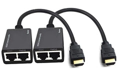 sartyee 2 PCS HDMI Extender Over Cat5e/6, Ethernet to HDMI RJ45 Ethernet Network Adapter, Support 1080p UP to 30m/98ft Video and Audio for HDTV HDPC PS4 STB (HDMI to RJ45 1 to 2)